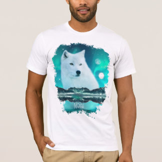 Arktisk varg och magisk natt med norra ljus t shirt