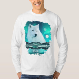 Arktisk varg och magisk natt med norra ljus t shirt