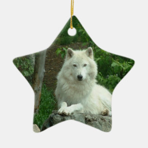 Arktisk vargprydnad julgransprydnad keramik