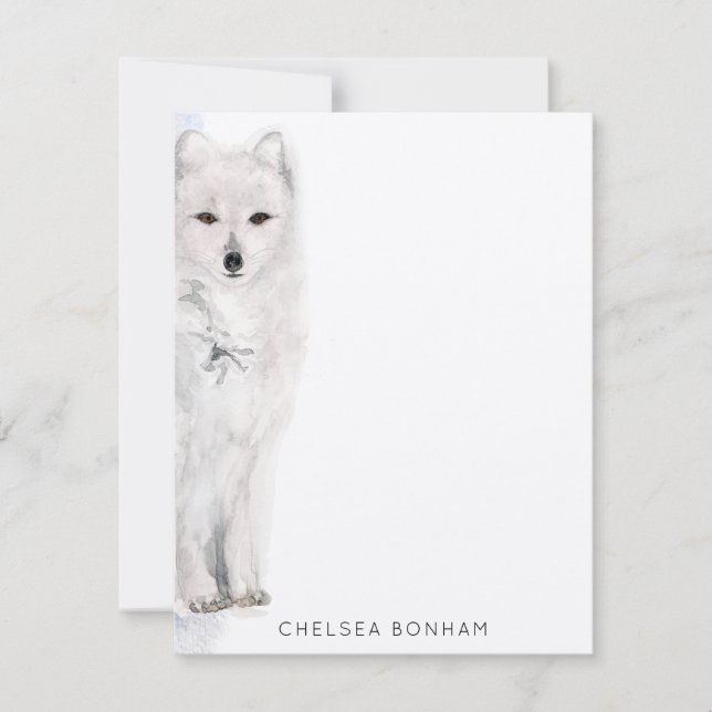 Arktisk vattenfärg för räv anteckningskort (Framsida)