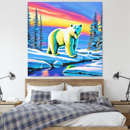Arktisk Vild Snowy Polar Bear Canvastryck