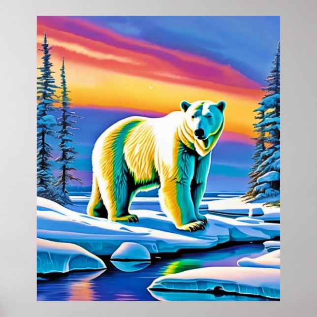 Arktisk Vild Snowy Polar Bear Poster (Framsidan)