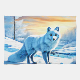 Arktisk vinter Fox Snö Kökshandduk