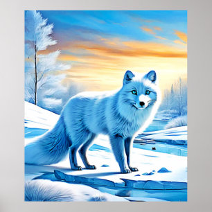 Arktisk vinter Fox Snö Poster