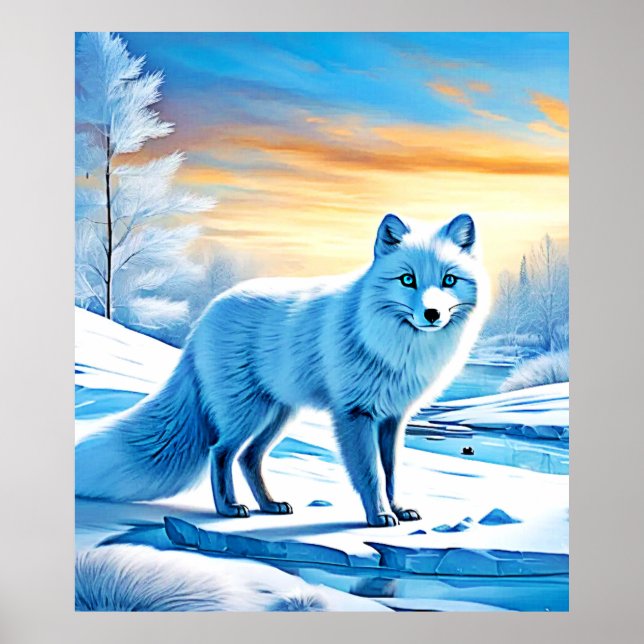 Arktisk vinter Fox Snö Poster (Framsidan)