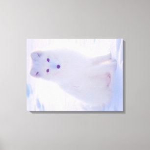 Arktisk Vinter Vit Räv Vibrant Färg Foto Design Canvastryck