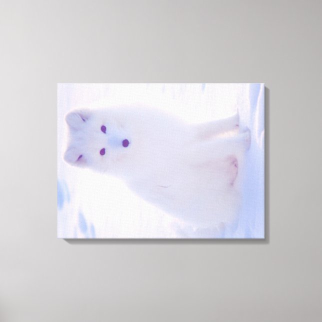 Arktisk Vinter Vit Räv Vibrant Färg Foto Design Canvastryck (Framsida)