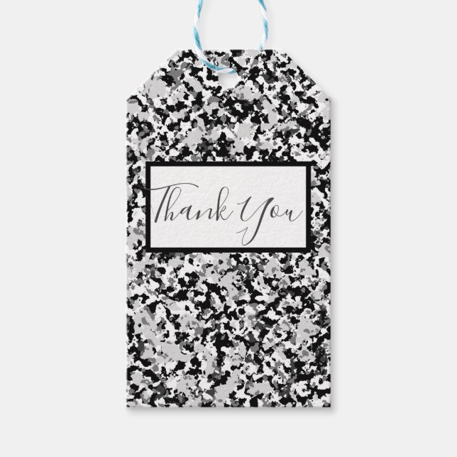 Arktisk vit Grått Black Camo Camouflage Party Presentetikett (Framsidan)