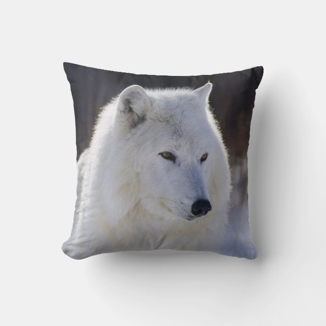 Arktisk vit Varg Pillow Kudde (Framsida)