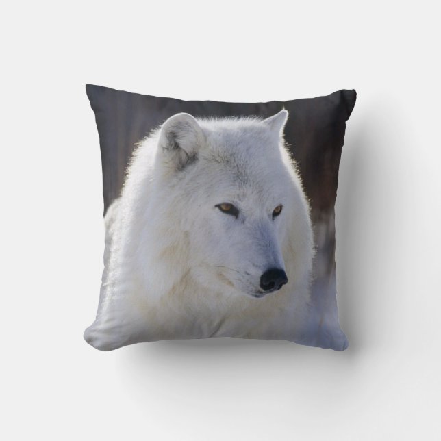 Arktisk vit Varg Pillow Kudde (Framsida)