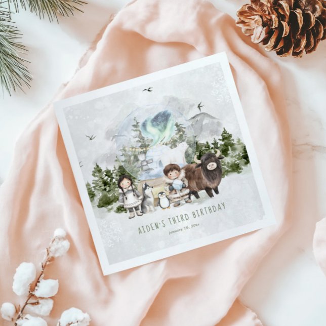 Arktiska Äventyr-Födelsedagsfesten Pappersservett (Skapare uppladdad)