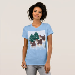 Arktiska Beauties Brown Huskies i Snö Winter Woofs T Shirt