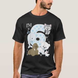 Arktiska djur 6e Birthday Polar Bear Walrus Fox T Shirt