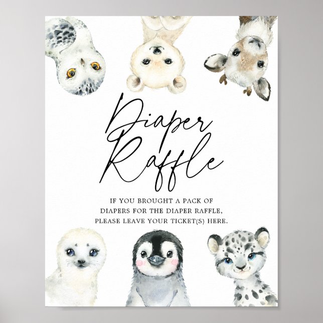 Arktiska djur - babyskal - Diaper Raffle Sign Poster (Framsidan)