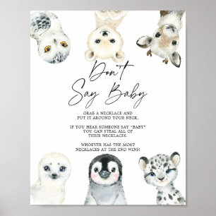 Arktiska djur, babyskor Säg inte Baby-tecken Poster