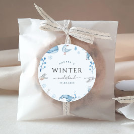 Arktiska djur blåvinter Onederland 1:a födelsedag Runt Klistermärke