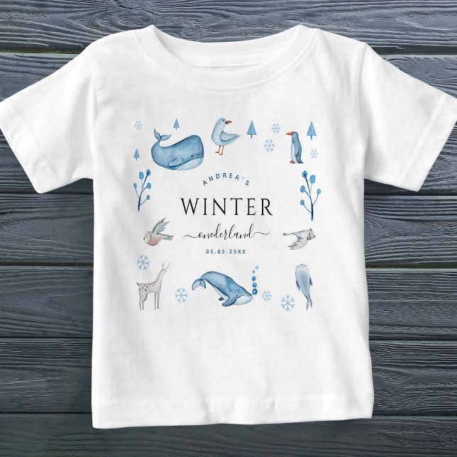 Arktiska djur blåvinter Onederland 1:a födelsedag T Shirt (Skapare uppladdad)