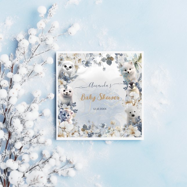 Arktiska djur Vinter Baby Shower Pappersservett (Skapare uppladdad)