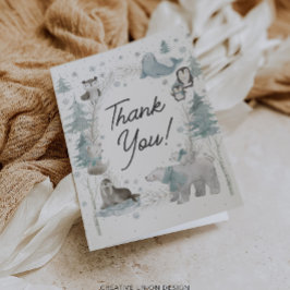 Arktiska djur Vinter Baby Shower - tack för dina k Kort