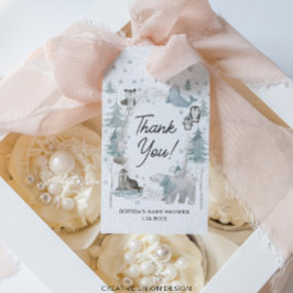 Arktiska Djur Vinter Babyfirande Tacksamtaggar Presentetikett