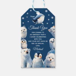 Arktiska djur Vinter Kids Birthday Tack Presentetikett