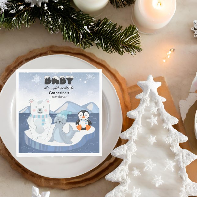 Arktiska djur Vinter Wonderland Baby Shower Pappersservett (Skapare uppladdad)