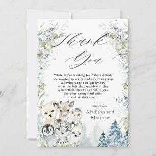 Arktiska djur Vinter Wonderland Baby Shower Tack Kort