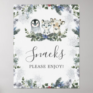 Arktiska djurvinter Onederland Birthday Snacks Poster