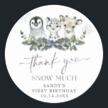 Arktiska djurvinter Onederland Birthday Tack Runt Klistermärke<br><div class="desc">Arktiska djurvinter Onederland Birthday Tack Sticker</div>
