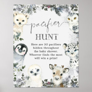 Arktiska djurvinter Onederland Nappar Hunt-tecken Poster