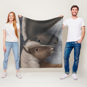 Arktiska frågan: isländska hästar i snöskogar fleecefilt