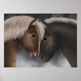 Arktiska frågan: isländska hästar i snöskogar poster