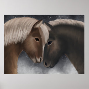 Arktiska frågan: isländska hästar i snöskogar poster