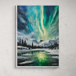 Arktiska Nokturne: Vinterlandskap och nordligg Poster