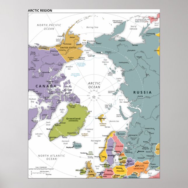 Arktiska området Karta Poster (Framsidan)