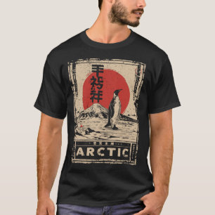 Arktiska Penguin japansk rödbrud Sol Wildlife Art T Shirt