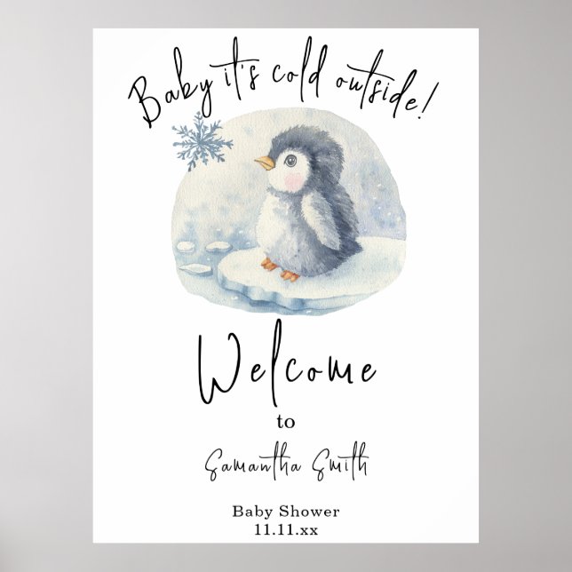 Arktiska Penguin Välkomstbabydusch Poster (Framsidan)
