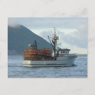 Arktiska rävar, Crab Boat i nederländska Harbor Al Vykort