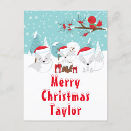 Arktiska rävar, God jul Helg Vykort