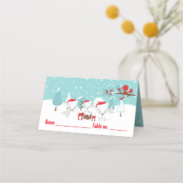 Arktiska rävar, julklappssäte för babyskor placeringskort