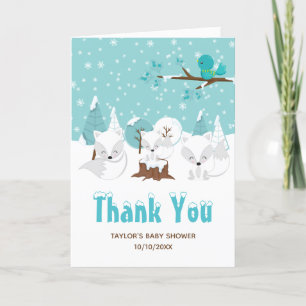 Arktiska rävar Vinter Wonderland Baby Shower Tack Kort