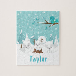 Arktiska rävar Vinter Wonderland Pussel