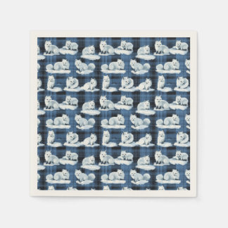 Arktiska rävar Vinterjul Tartan Play Mönster Pappersservett