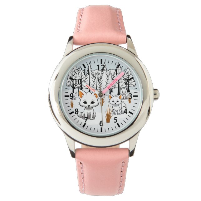 Arktiska rävar - vinterlandskap armbandsur (Framsida)