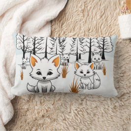 Arktiska rävar - vinterlandskap lumbarkudde