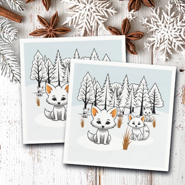 Arktiska rävar - vinterlandskap pappersservett (Skapare uppladdad)