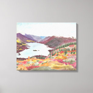 Arktiska Sjö under hösten: Vattenfärg Canvas Stand