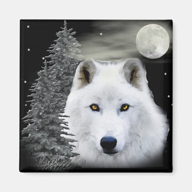 Arktiska snö varg magnet (Framsidan)