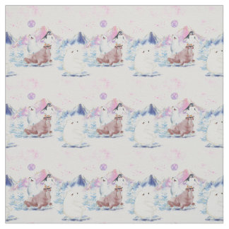 Arktiska vänner Polar Bears och Penguins Dream Tyg