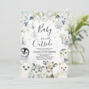 Arktiska vinterdjur Baby Shower-inbjudan Inbjudningar